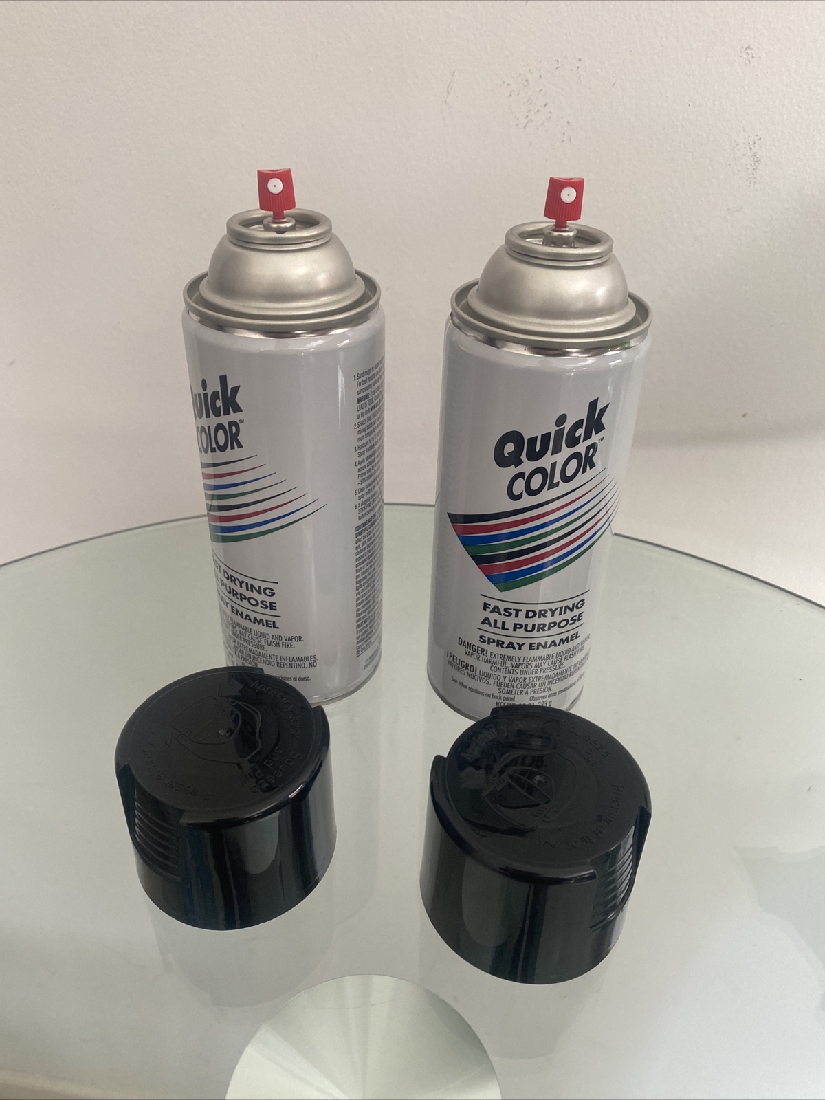2 Quick Color Spray Enamel Gloss Black, Craft Paint & Modeling 10 oz New J28518