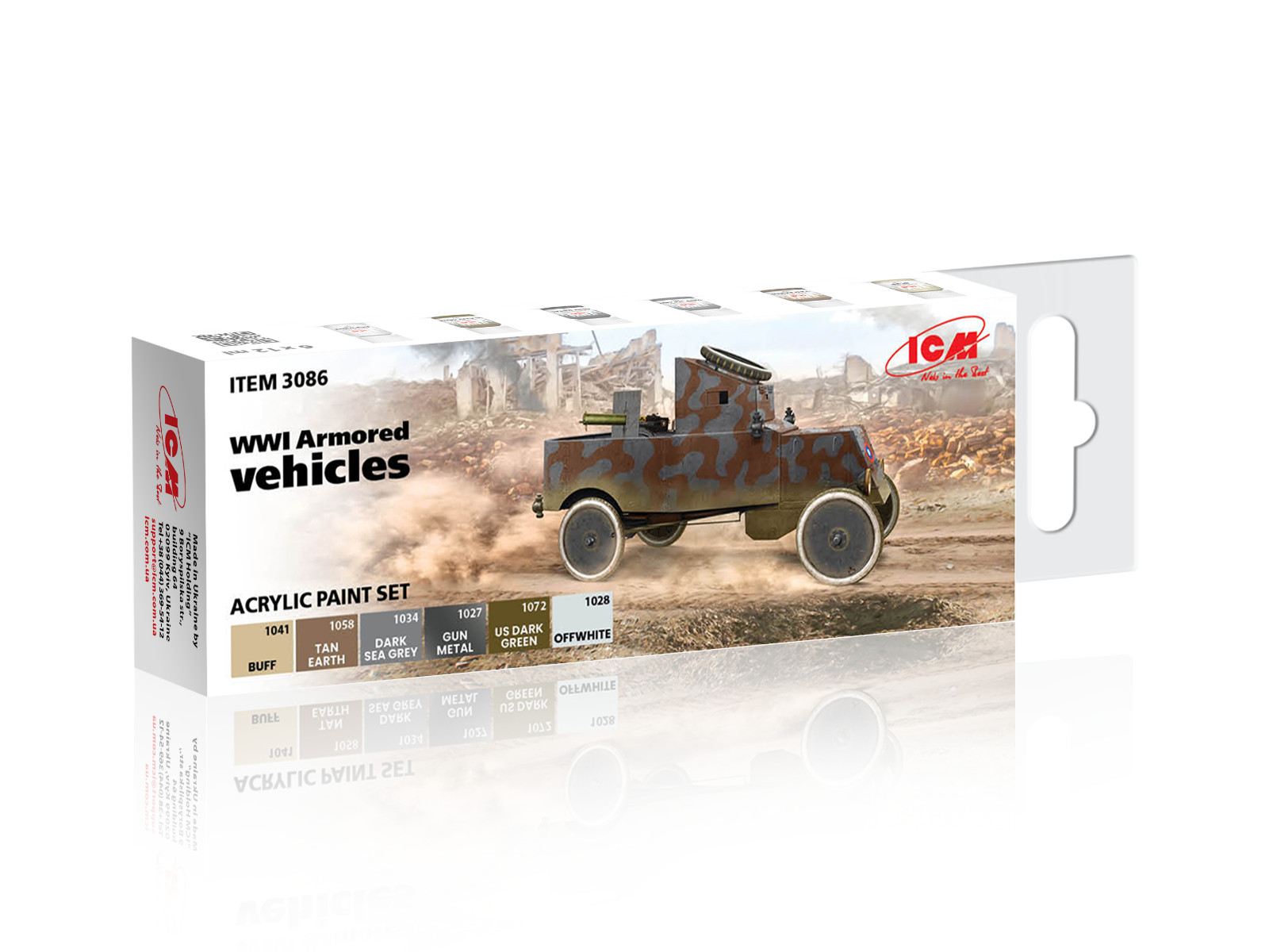 ICM 3086 – Acrylic paint set for WWI Armored vehicles