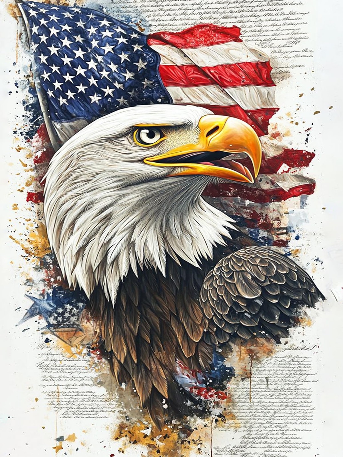 Bald Eagle Diamond Painting,Kits for Adults, DIY 5D Diamond Art Kits Full Drill