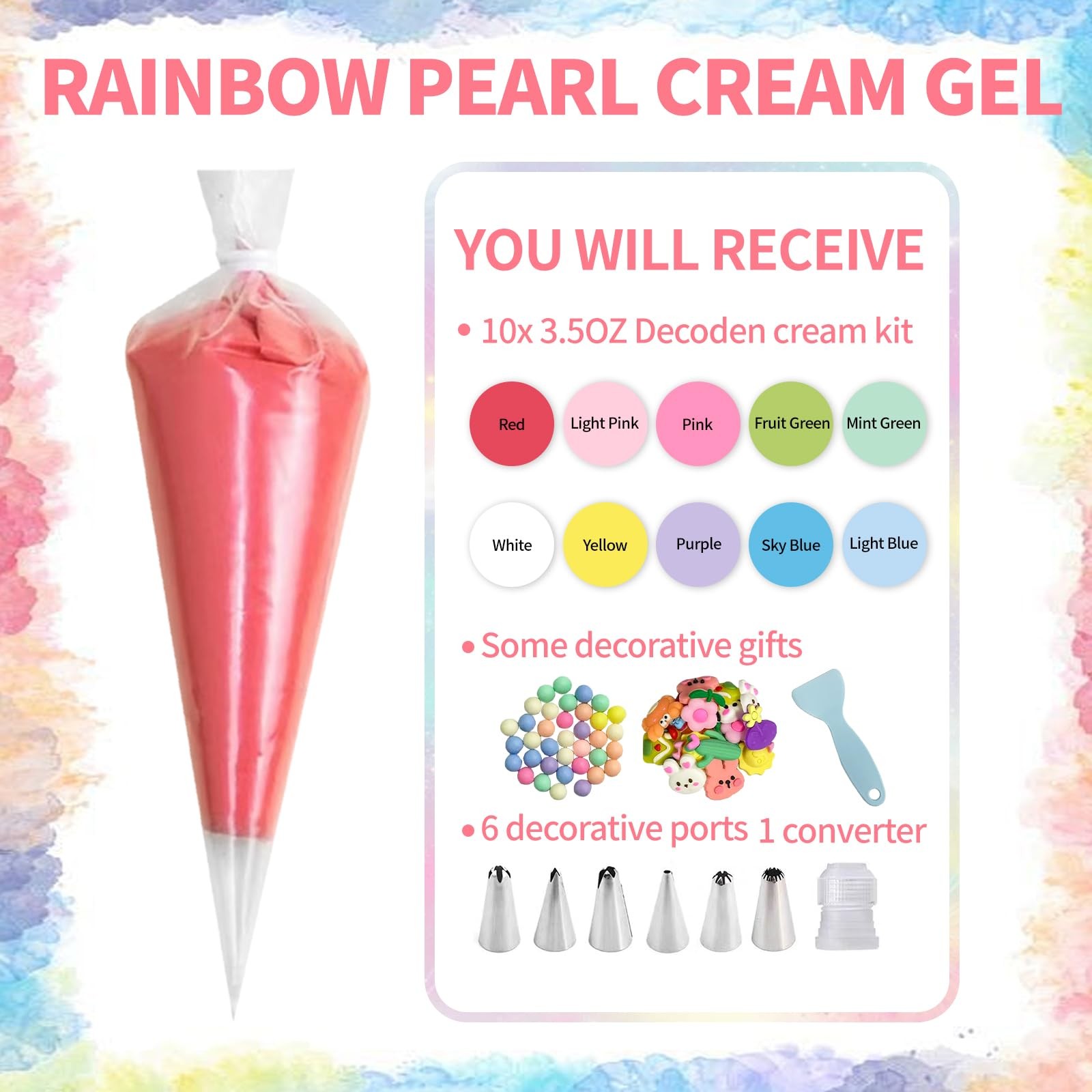 10 Colors 3.5 Oz Decoden Cream Kit, Fake Whipped Cream Glue Clay, Decoden Cas…