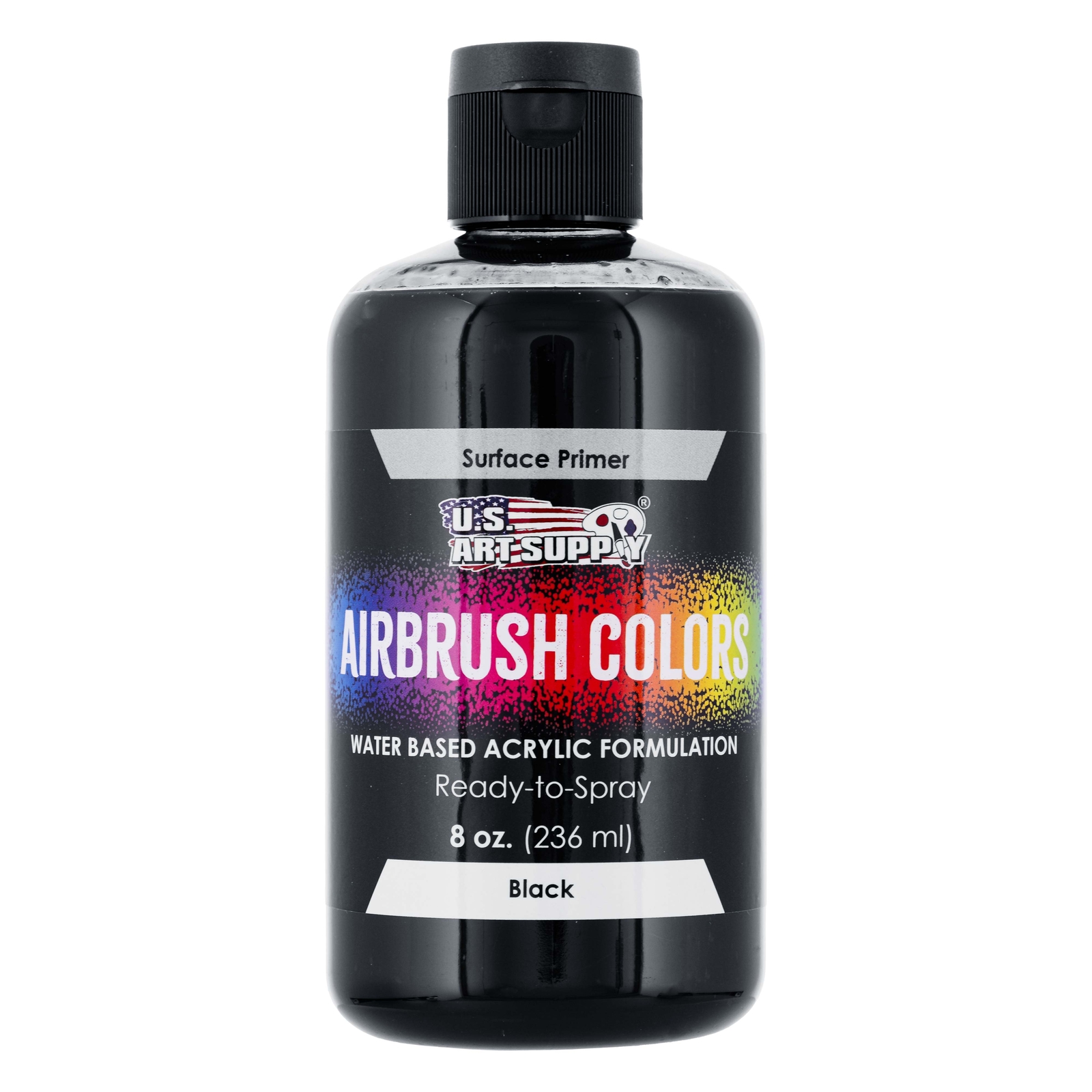 8oz Black Surface Primer Airbrush Paint, Ready-To-Spray Water-Based Poly-Acrylic