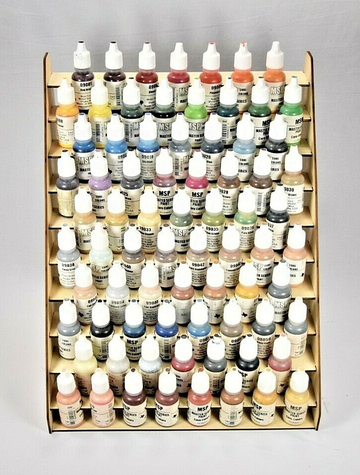 75 BOTTLE PAINT RACK TYPHOON USA HOBBY STORAGE WOODEN ORGANIZER VALLEJO, TESTORS