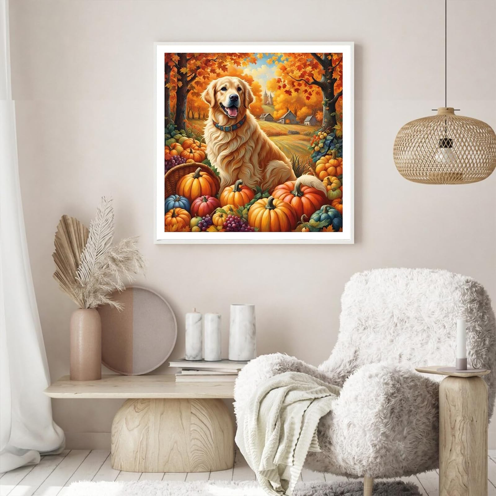 Dog Diamond Painting Kits for Adults, 5D Autumn Diamond Painting Kits for Beginn