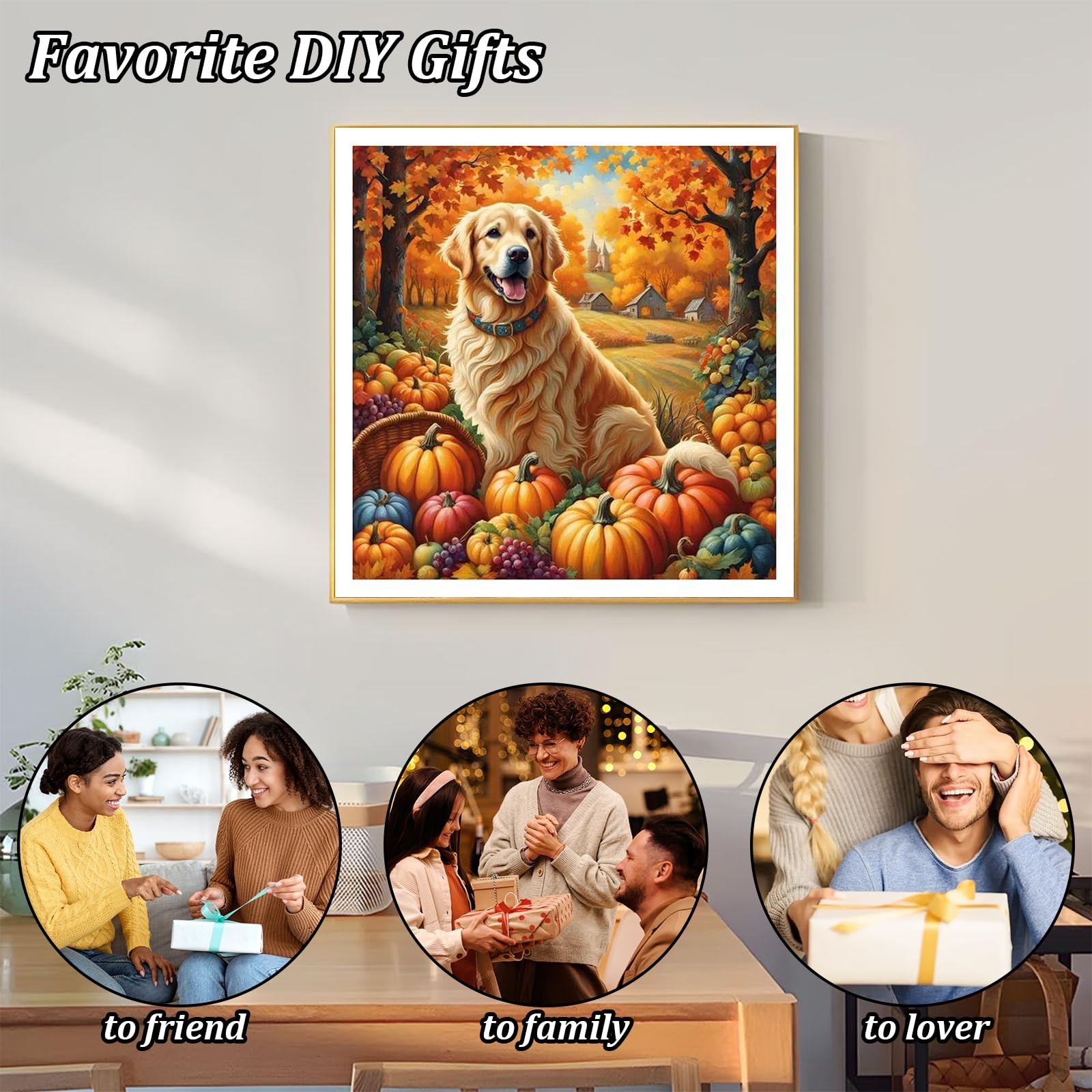 Dog Diamond Painting Kits for Adults, 5D Autumn Diamond Painting Kits for Beginn