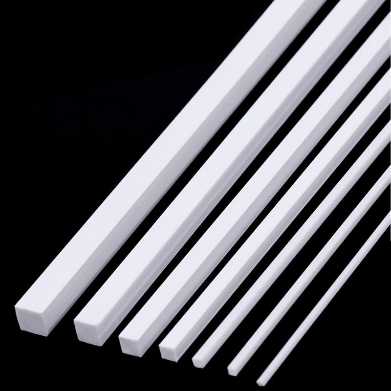 ABS Plastic Square Rod Solid Bar for Model Building DIY 250mm Length 1mm to 10mm