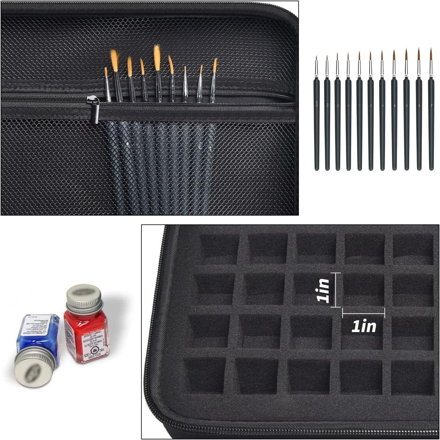 Model Paint Storage Case Compatible with Testors 69 Piece Set Black
