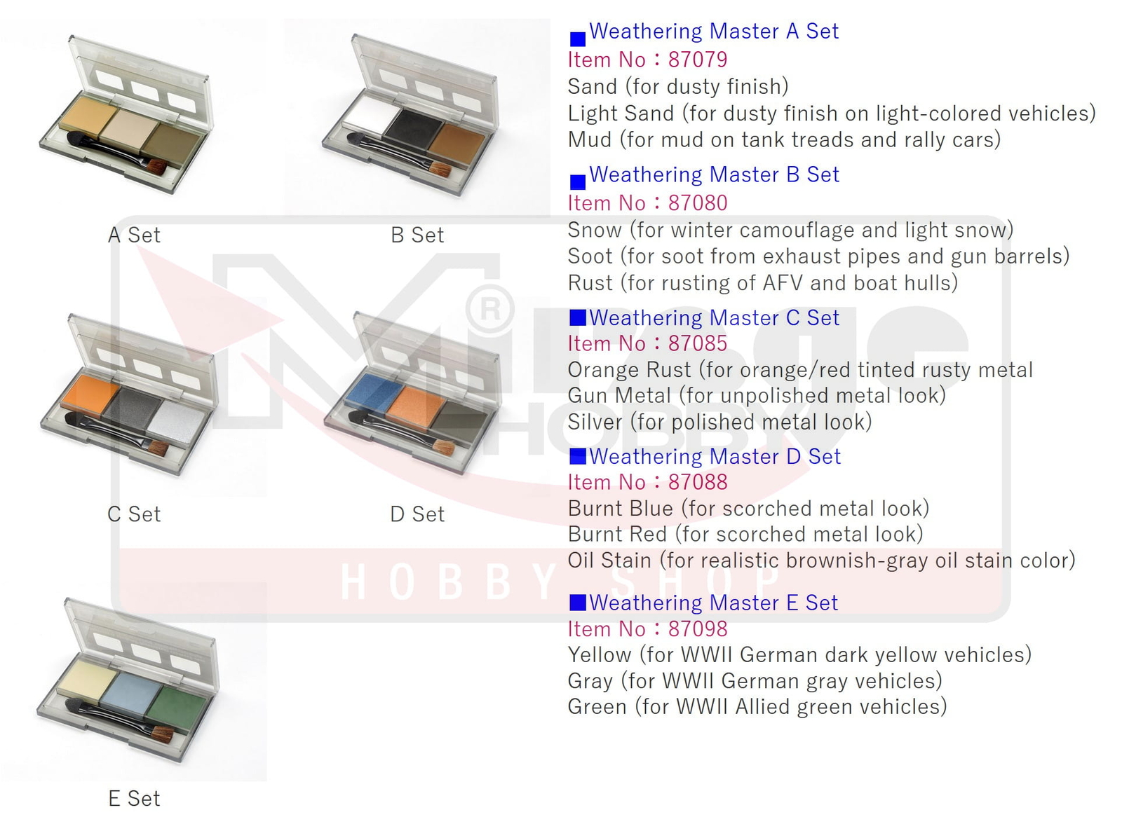 TAMIYA 87079 Weathering Master A [SET] (Sand, Light Sand, Mud)
