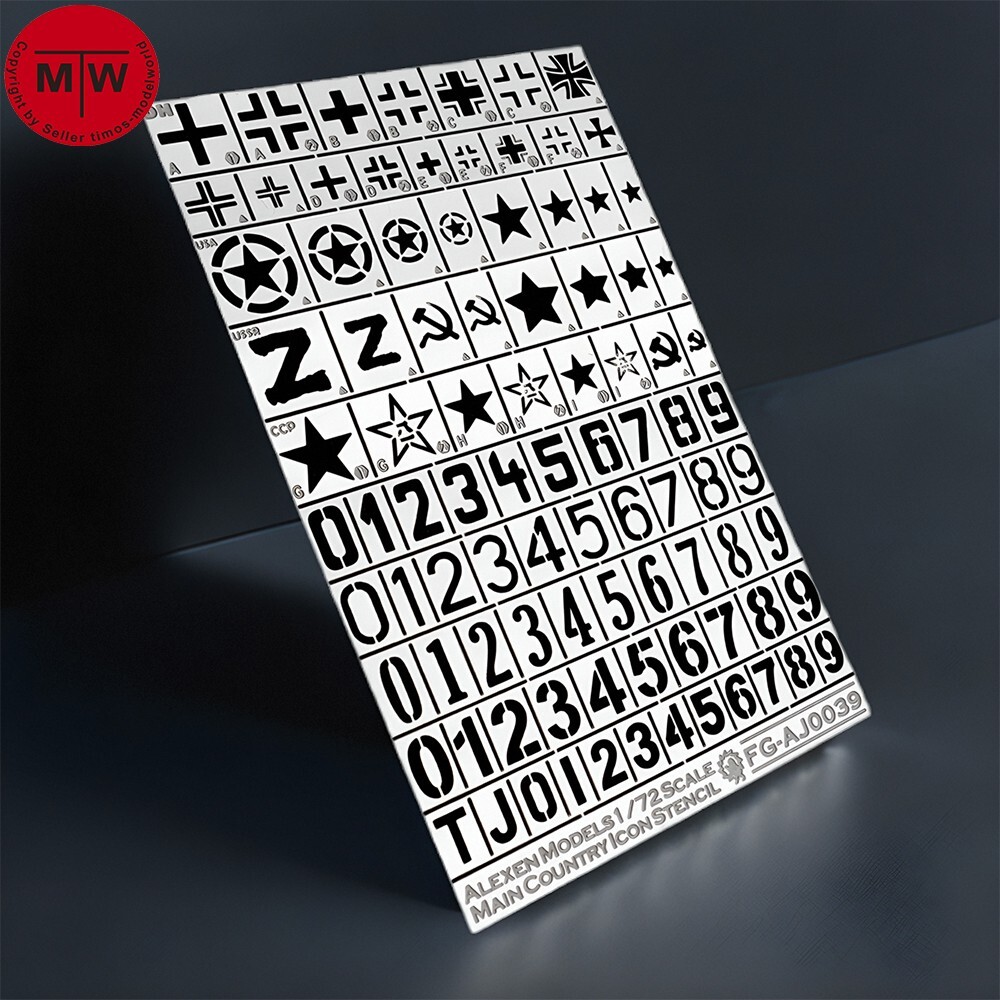 1/72 WWII German America China USSR Number Leakage Spray Stencil Template Tools