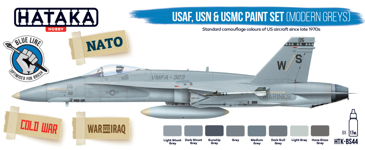 Hataka BS44 USAF, USN & USMC paint set (modern greys)