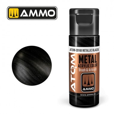 AMMO ATOM-20168 Metallic Black Acrylic Lacquer Model Paint