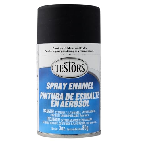 Testors 1249T Spray Paint Enamel, 3 oz Can, Flat Black for Plastic