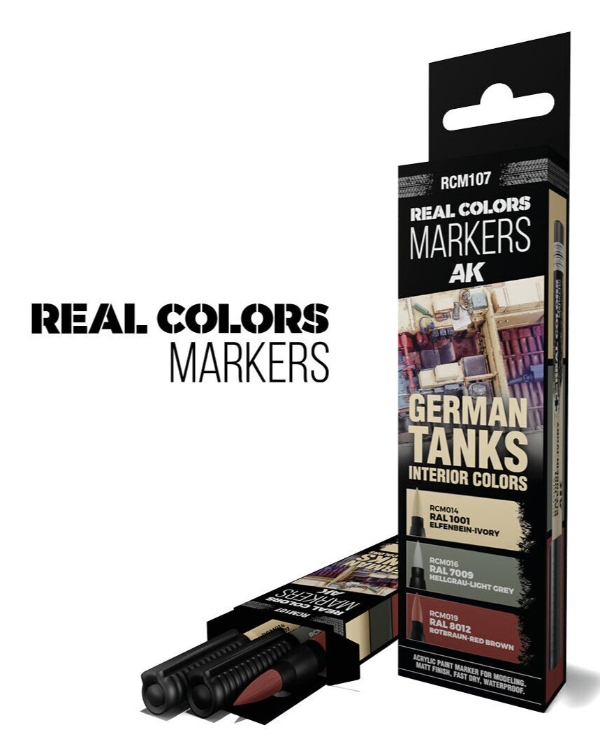 AK Interactive REAL COLORS MARKERS -GERMAN TANKS INTERIOR -Set (3pcs) #RCM107