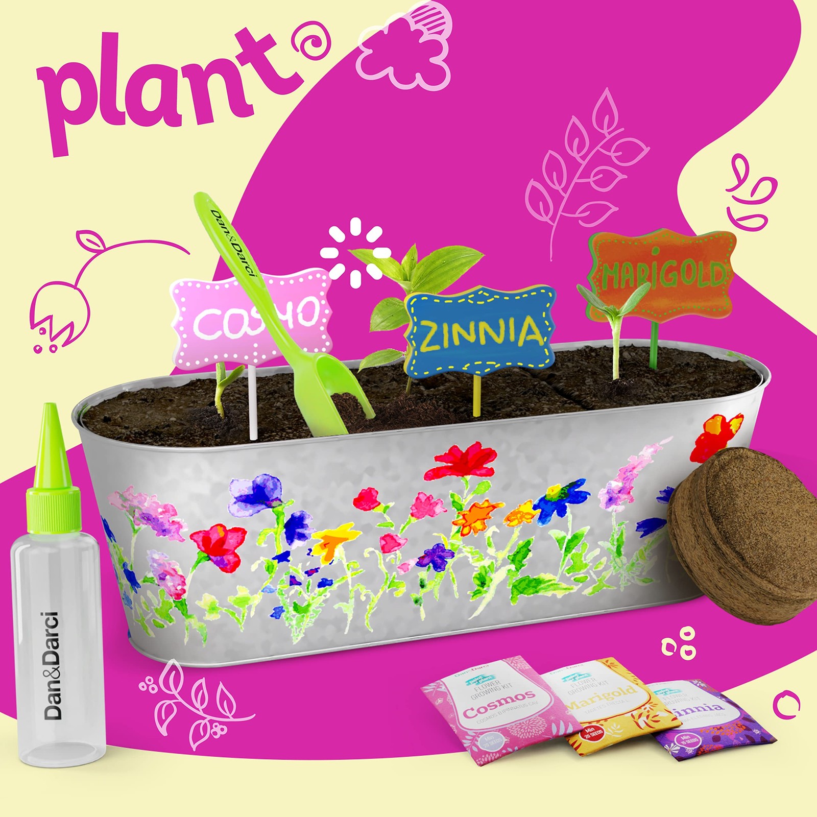 Paint & Plant Flower Growing Kit for Kids – 12 x 4.5 x 4 inches, Multi-color