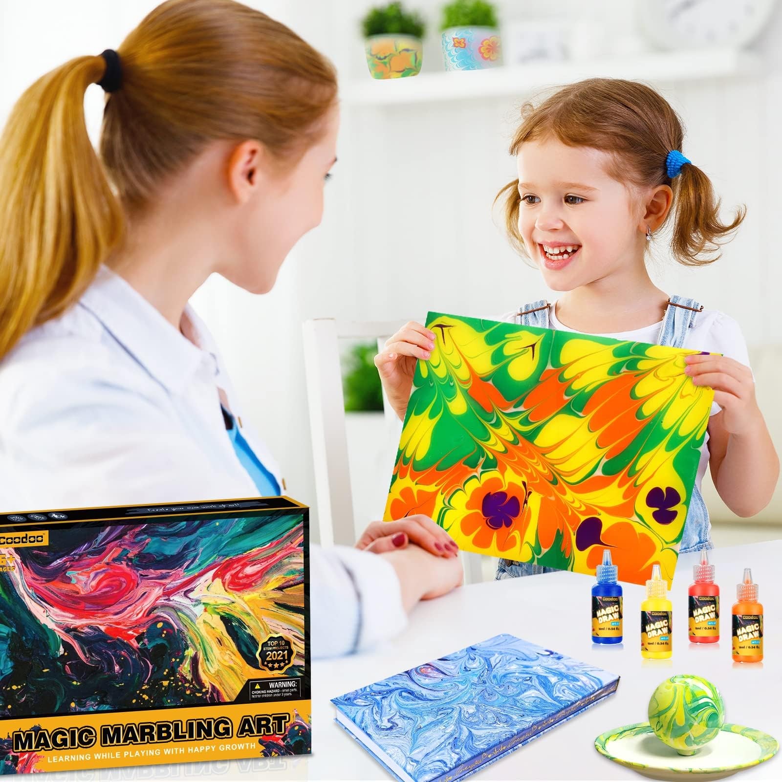 Water Marbling Paint for Kids – Arts and Crafts Girls Boys A5, Multicolor