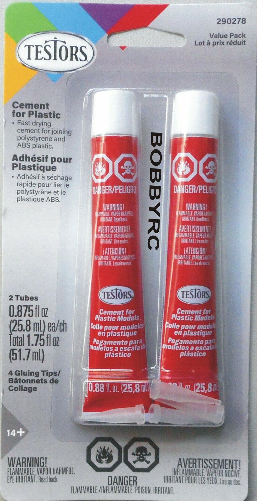 Testors Cement Glue Plastic Models 290278 3509C Airplane Tank Car Trucks