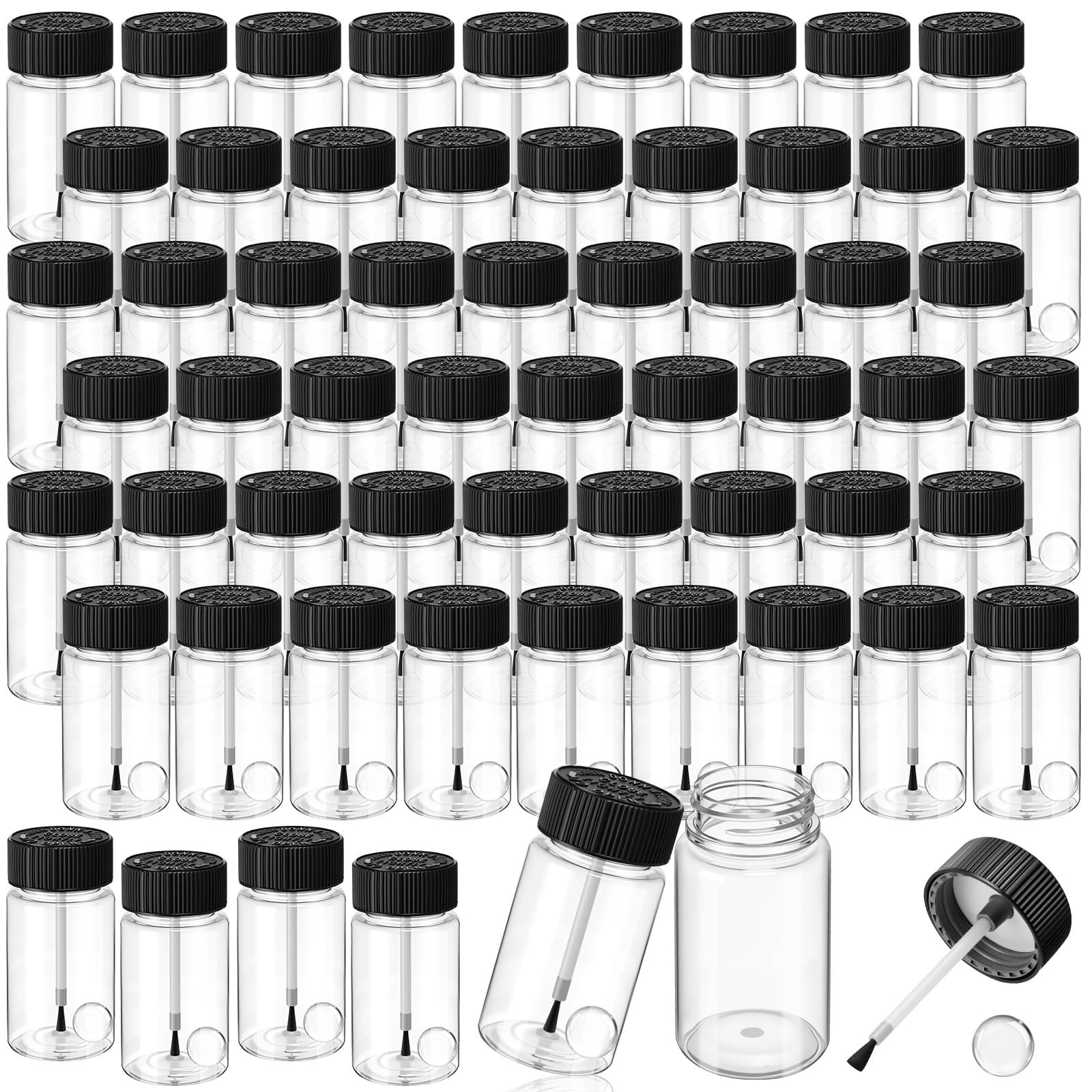 60 PCS 2 Oz Empty Touch Up Paint Bottles Brush Mixing Balls Leftover Repair