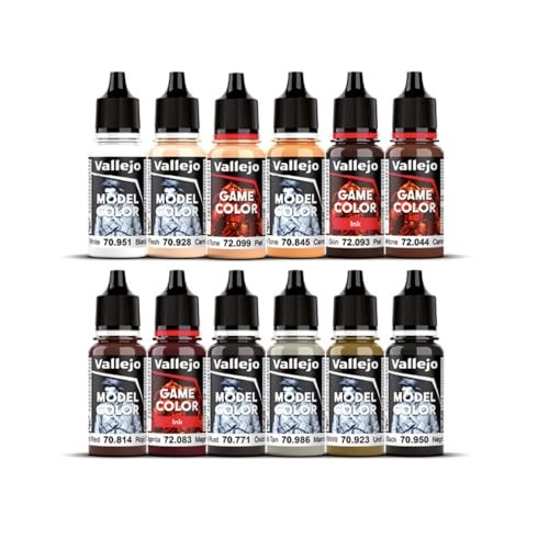 Vallejo Squidmar Essential Paint Set 12 x 18ml Acrylics with Miniature & Tutoria