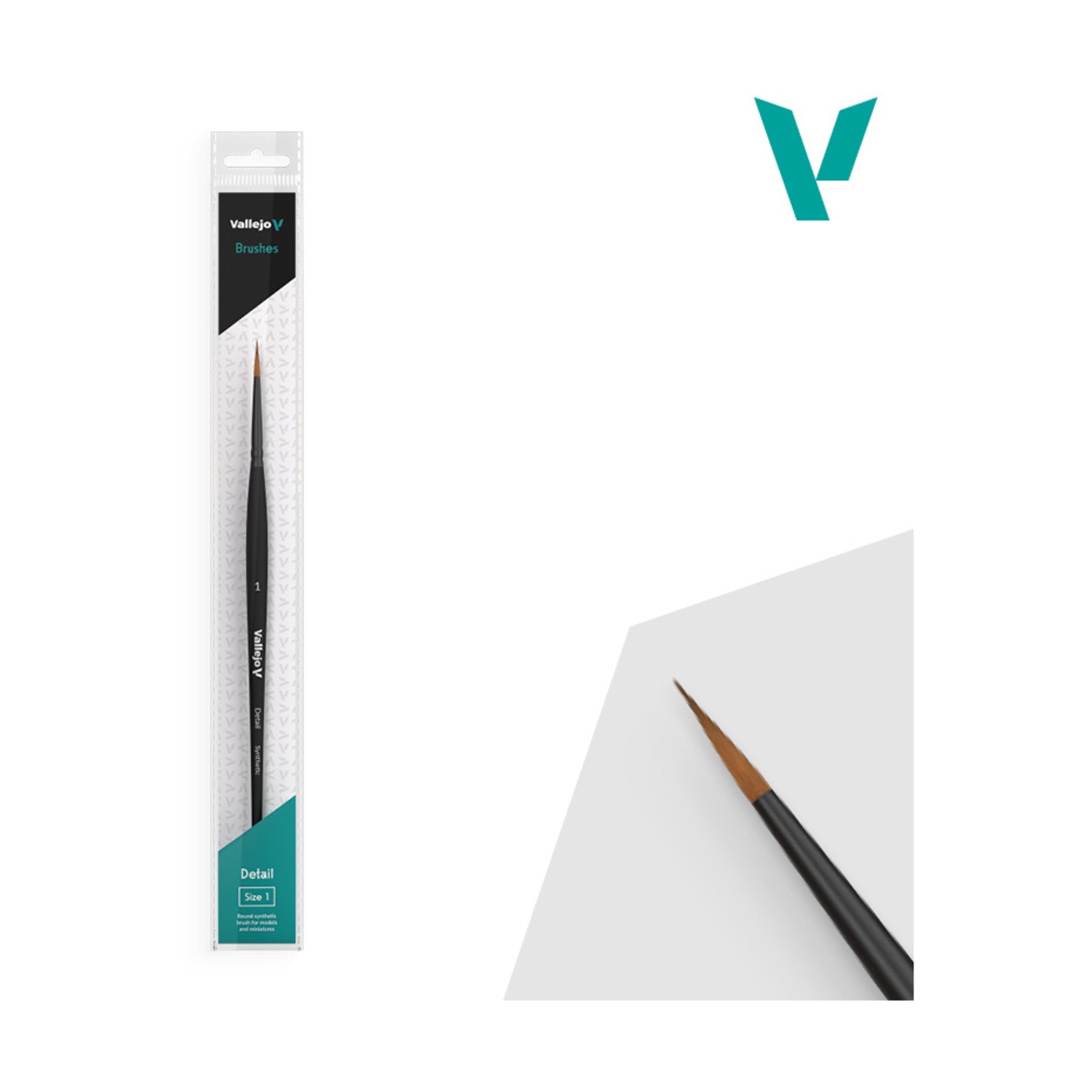 Vallejo Paint Brush Detail Round Synthetic #1 New