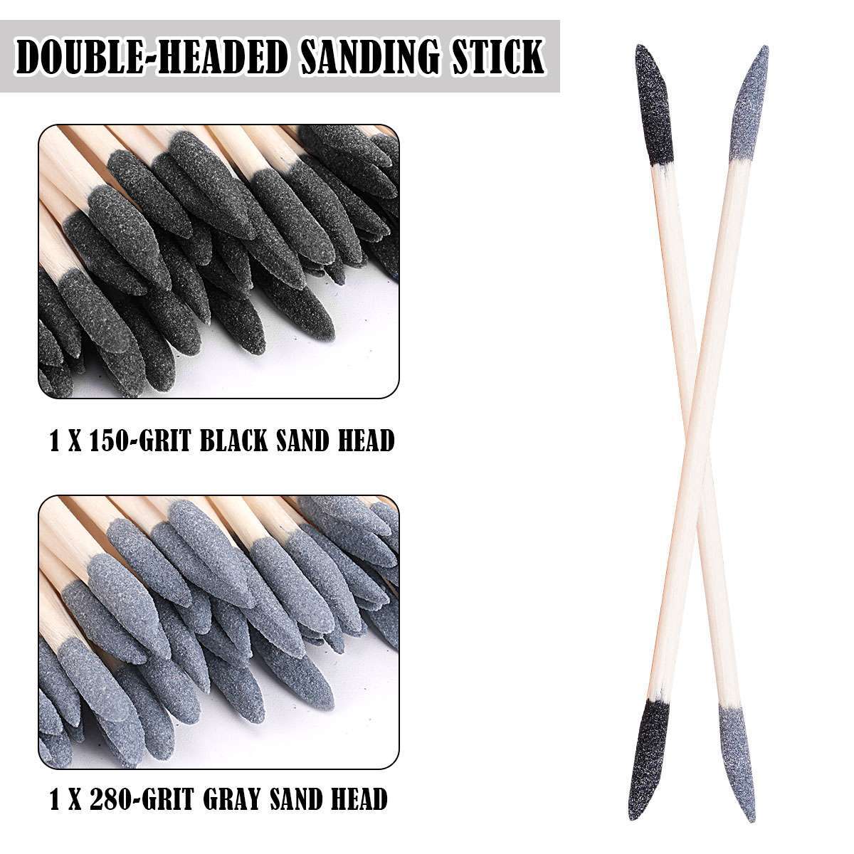 Sanding Sticks 100 Pcs, Double-Ended Sanding Tools for DIY Wood & Plastic Models