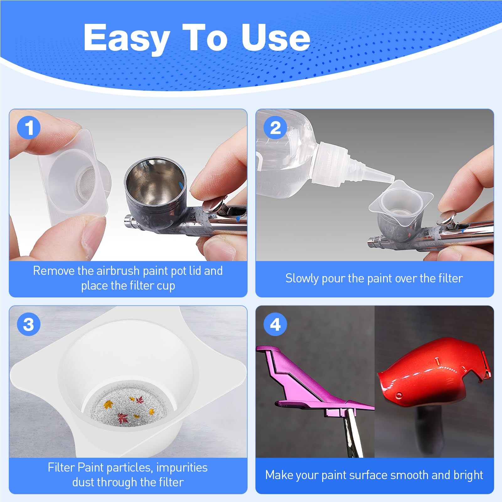 2 Pcs Airbrush Filter Cup PP Strainer Filters Accessories for Paint Airbrush