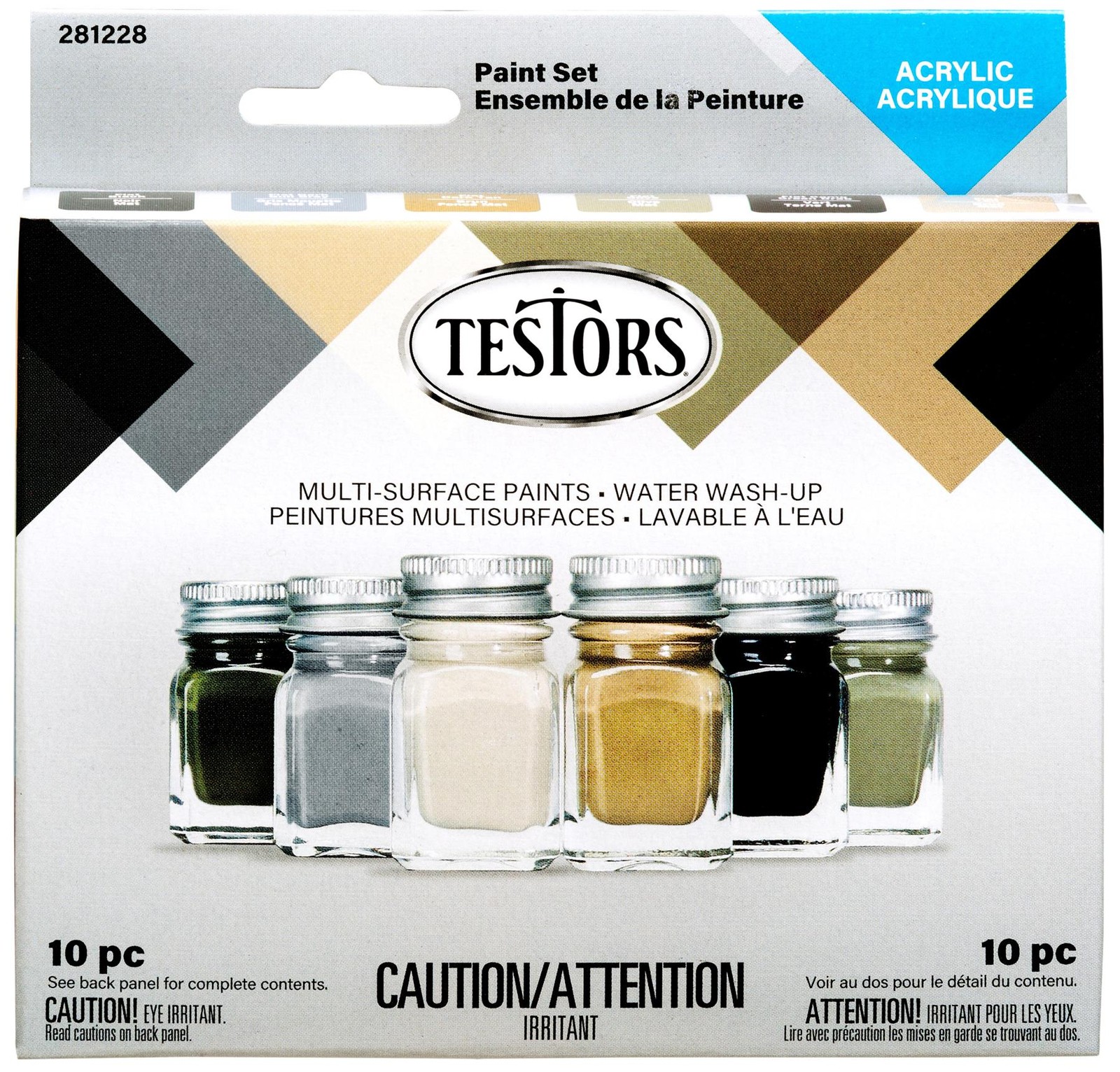 Testors Acrylic Paint Sets, 10 pc Camouflage Colors- 281228
