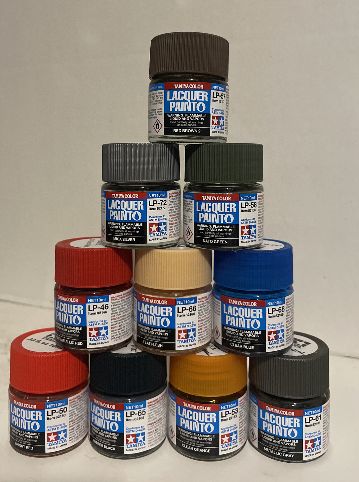 Tamiya LP Lacquer colors 10ml. 10 pcs bundle