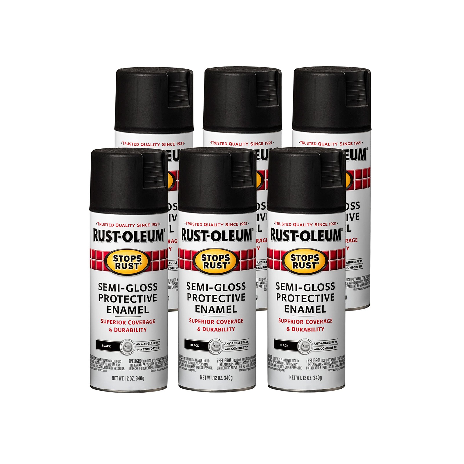 Rust Oleum Stops Rust Semi Gloss Black Enamel Paint 12Oz Pack Of 6 Corrosion …