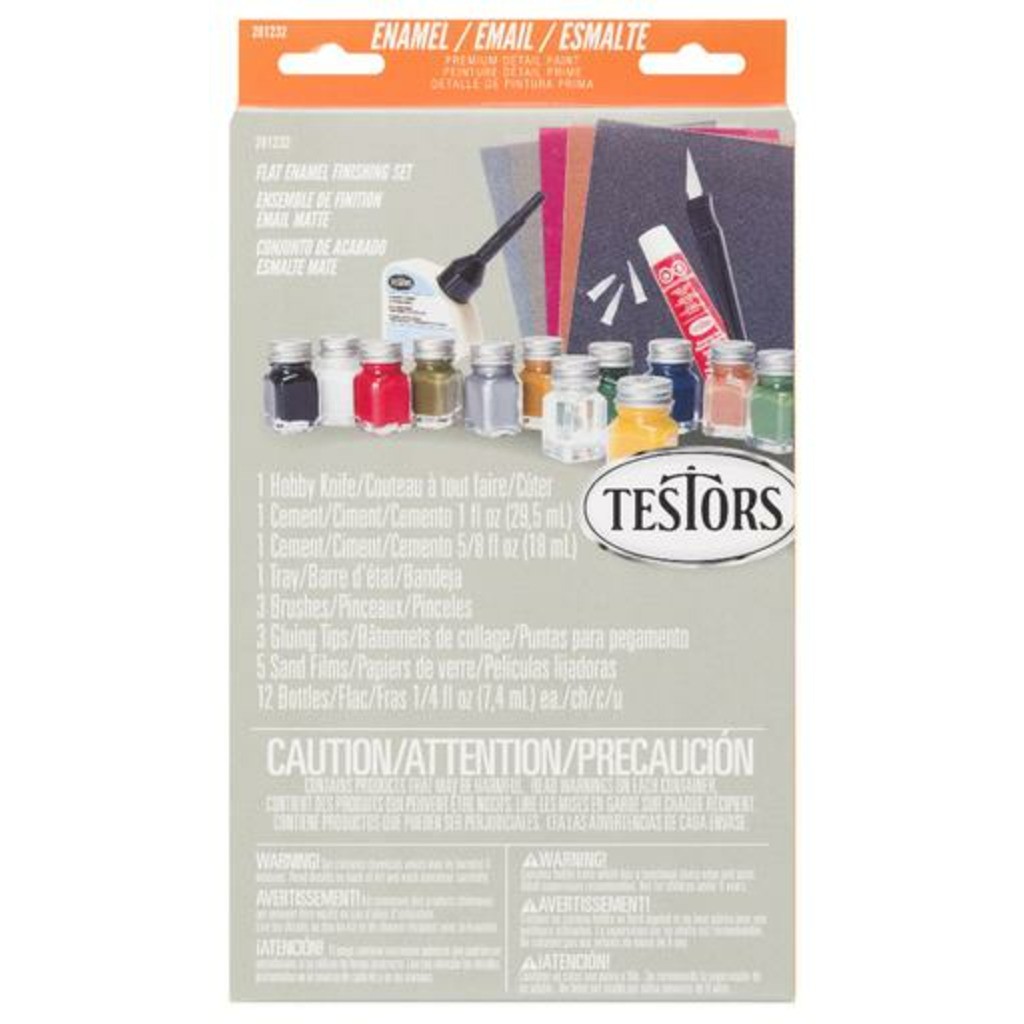 Testors 281232 Complete Military Finishing Set Gray Box Flat Enamel – 12 Bottle