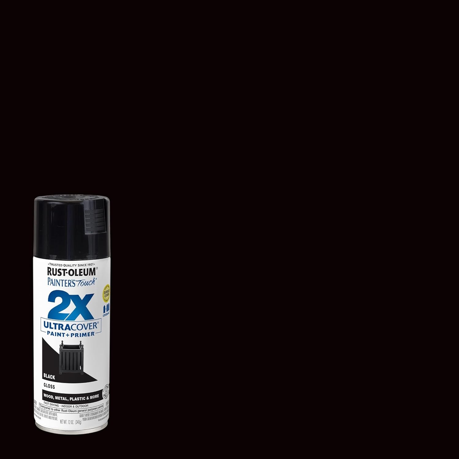 Rust-Oleum 334026 Painter’s Touch 2X Ultra 12 Ounce (Pack of 1), Gloss Black