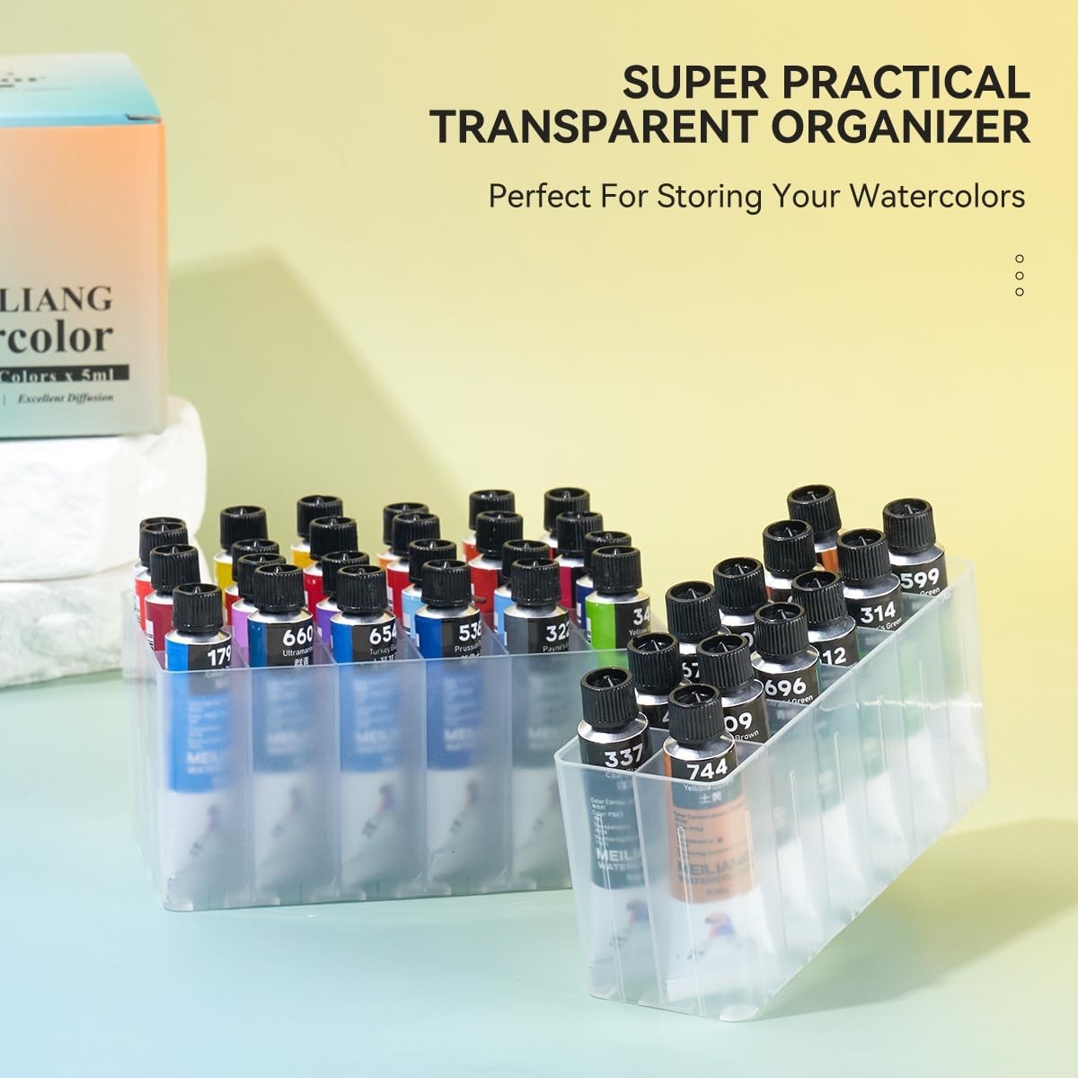 MEI LIANG Watercolor Paint Set, 36 Colors Watercolor Set Practical Plastic