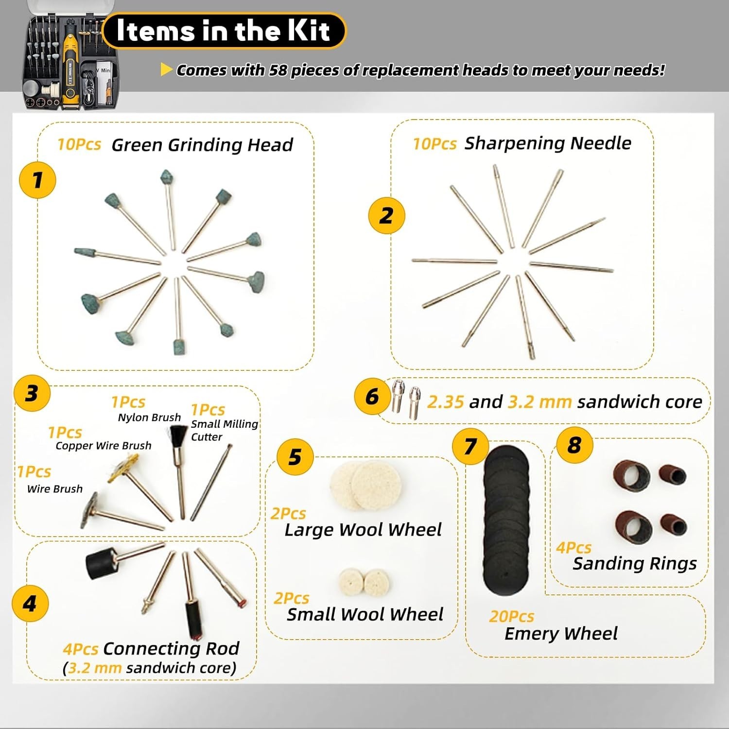Resin Drill 3D Printed Resin Cured Sanding and Polishing Tool Kit, Mini Tepy-C C