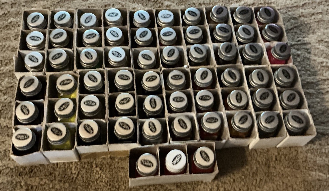 New 63 Unopened 0.25 fl oz Bottles Testors Enamel Model Paint 30 DifferentColors