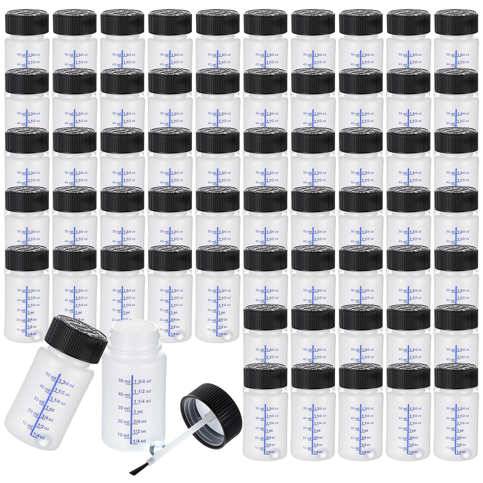 60 Pcs Touch Up Paint Bottles 2 oz Empty Containers with Brushes Balls