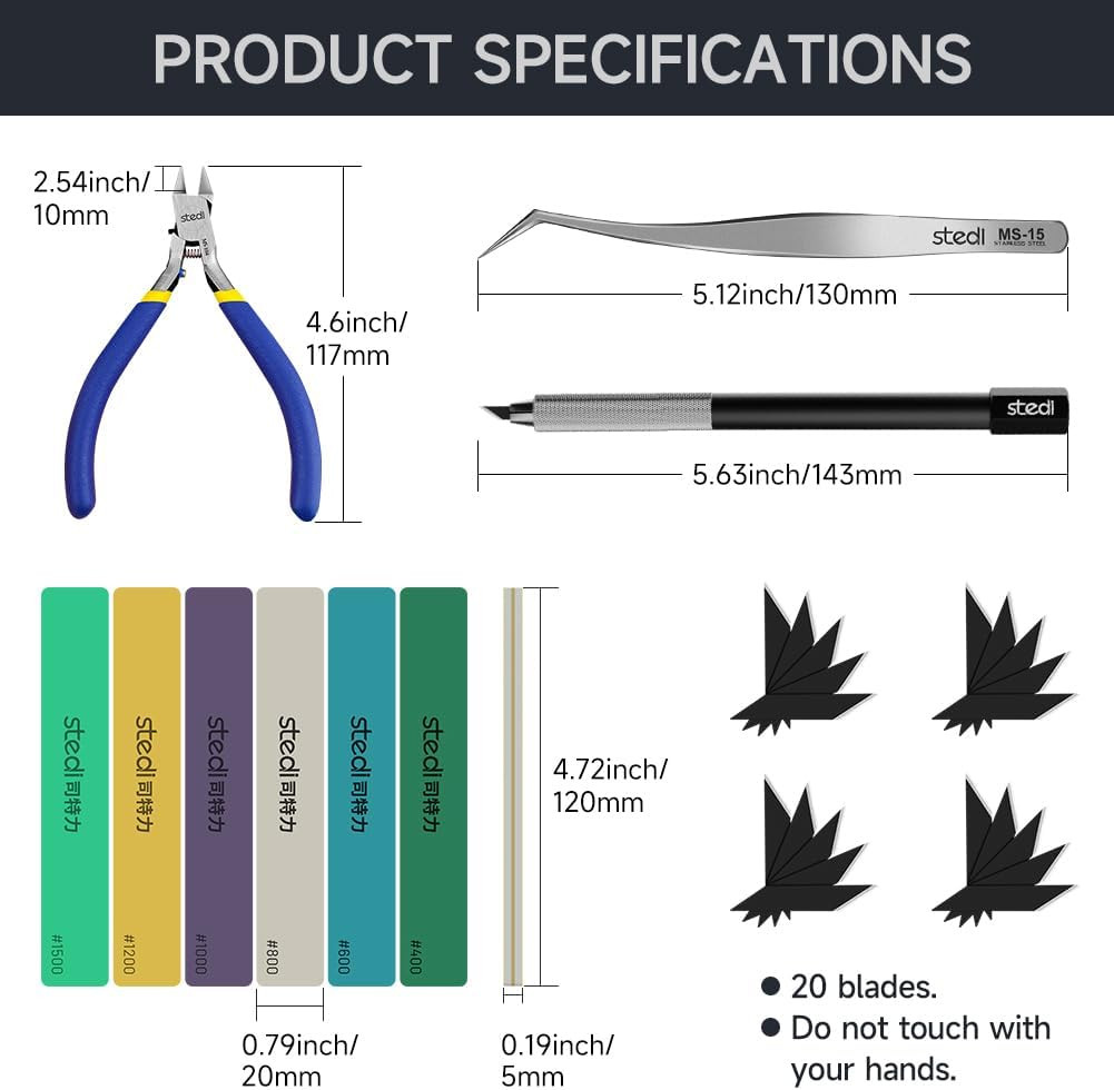 Model Tools Kit for Beginners 14 PCS, Modeler Professional Basic Tools Craft Set