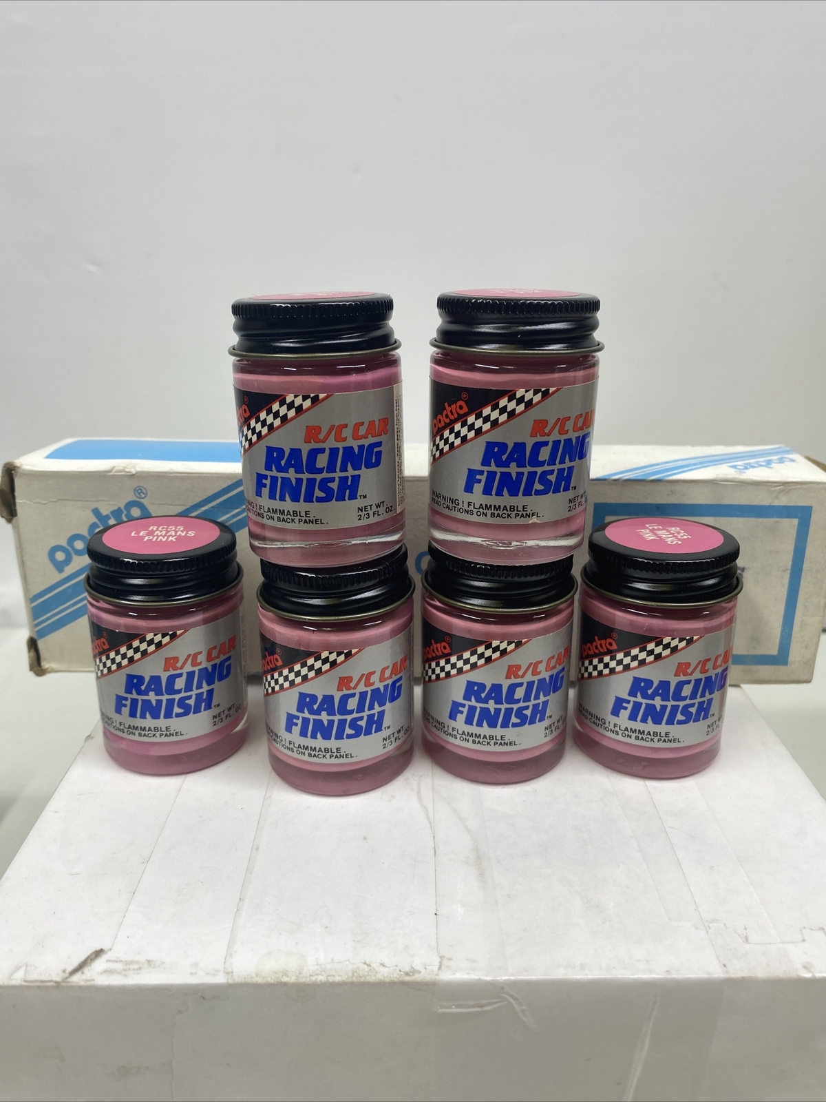 Pactra Racing Finish R/C Cars 2/3 fl.oz. (6) Vintage New Lemans Pink RC55 In Box