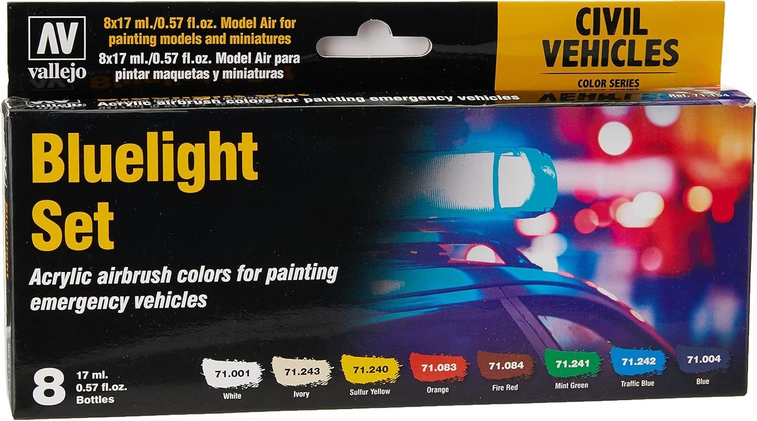 Vallejo Blue Light EMS Vehicle Colors Set, 17ml