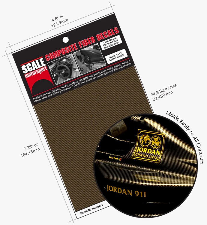 Scale Motorsport 1/20 Black / Bronze Carbon Fiber Twill Weave Decal Sheet 1120