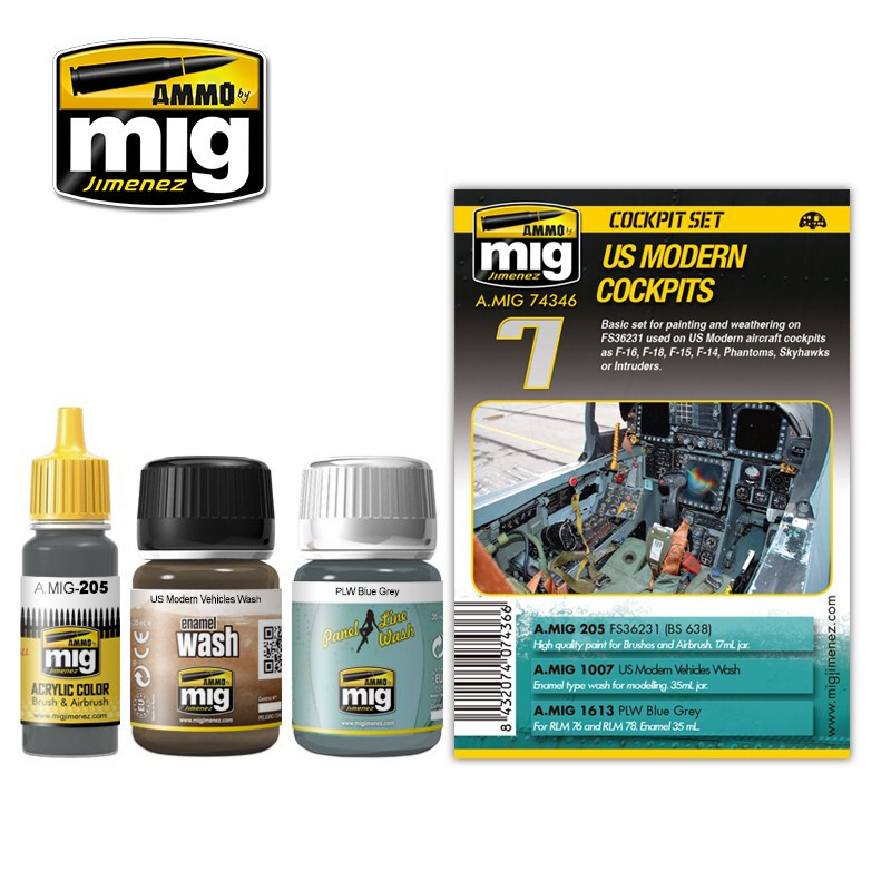 Ammo Mig US Modern Cockpit Weathering Set #AMIG7436