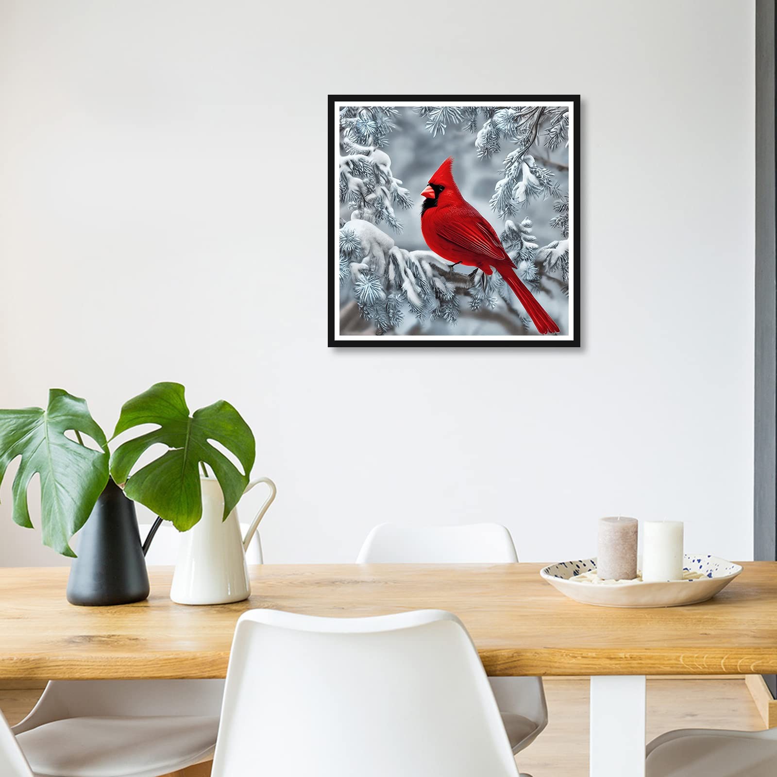 Stalente Diamond Painting Kits for Adults, Cardinal 30cm x 30cm, White, Red