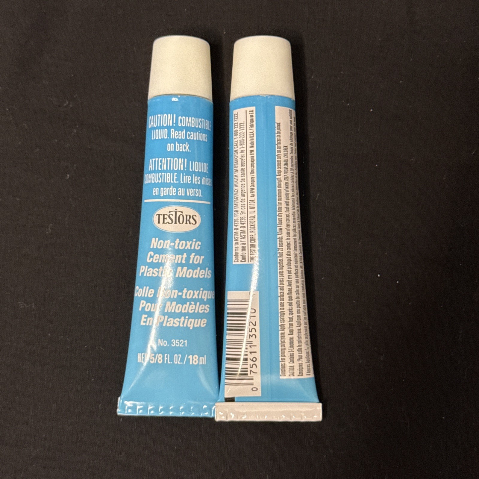 2 Tubes Of TESTORS NON TOXIC CEMENT GLUE FOR PLASTIC MODELS .625 oz each 3521 :D