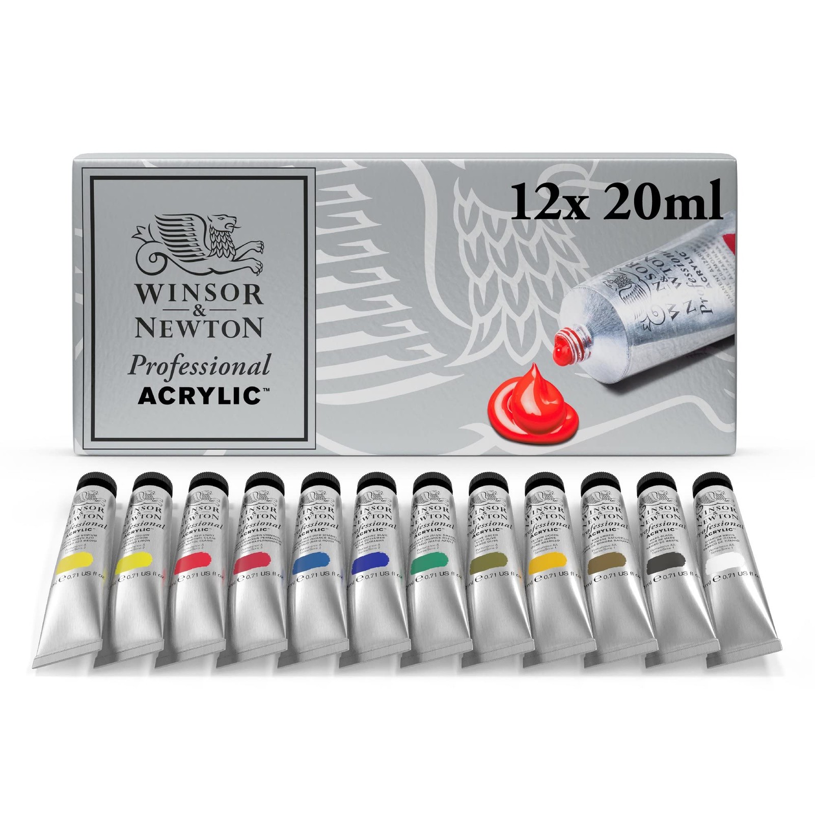Winsor & Newton Winsor Newton Artists Acrylic Color 12-Tube Set 20Ml 2390402