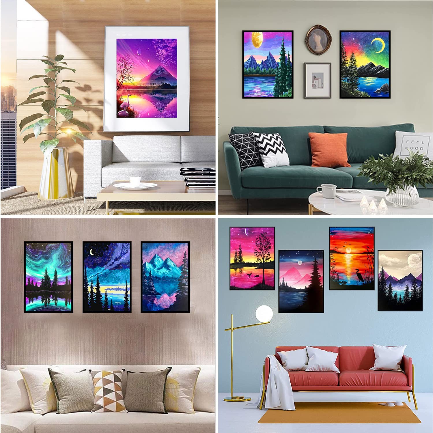 TINY FUN 12 Pack Diamond Painting Kits for Adults 5D 12×16 inches, Multicolor