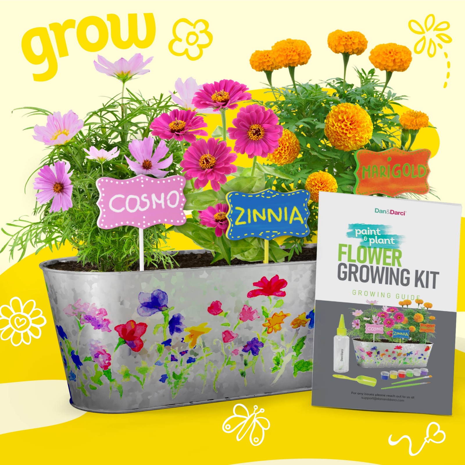 Paint & Plant Flower Growing Kit for Kids – 12 x 4.5 x 4 inches, Multi-color
