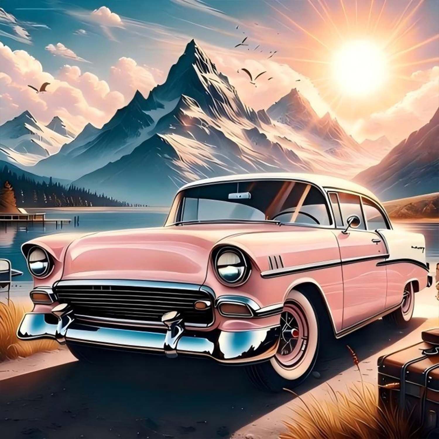 Diamond Painting Kits for Adults, Car Diamond Art Kits for Beginners, 5D DIY Fu,