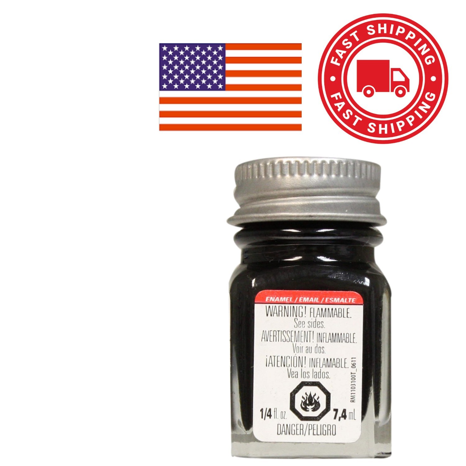 Black Enamel Paint 0.25 Oz Semi Gloss Fast Drying for Crafts and Models