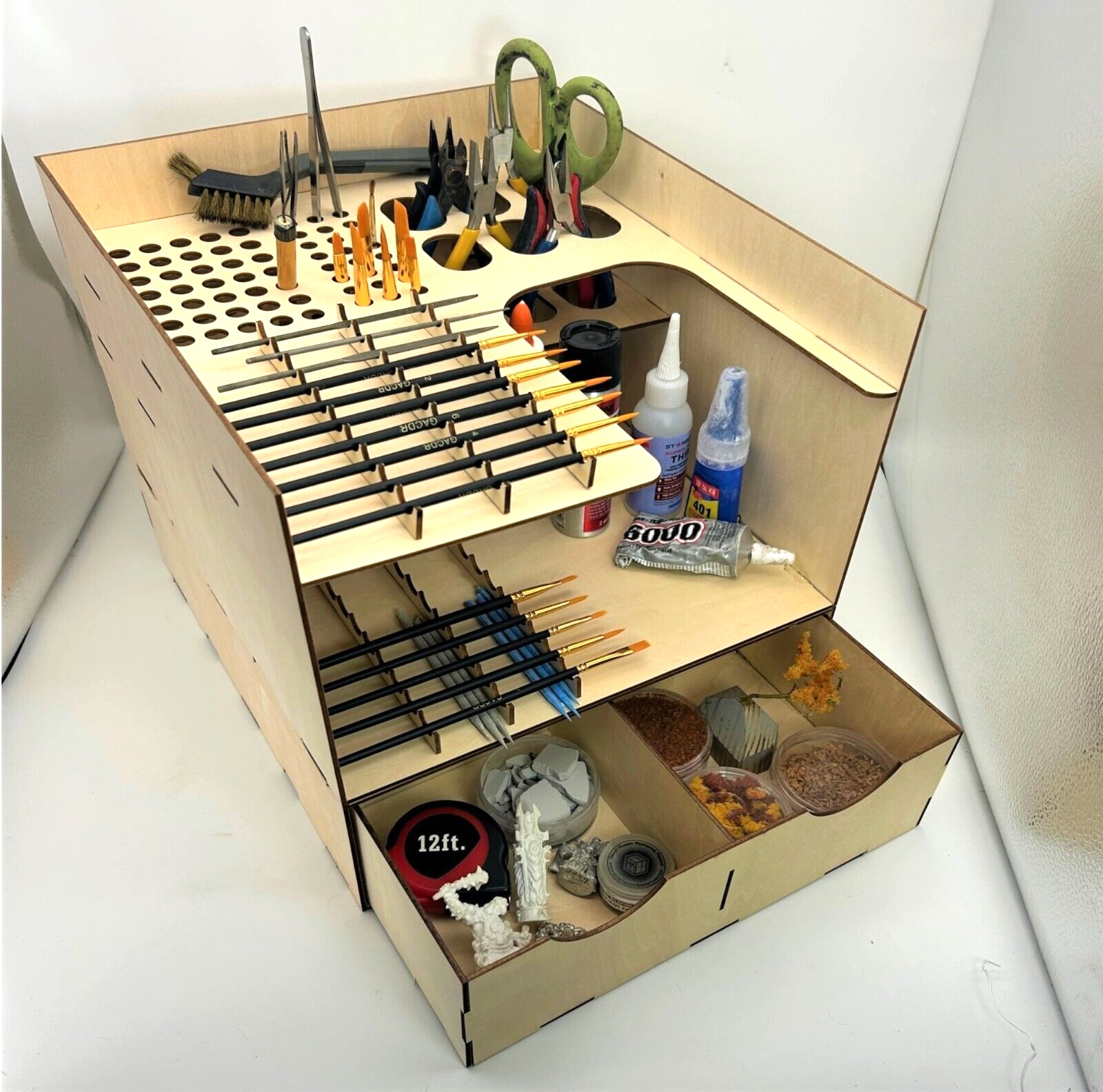 HOBBY PAINT STACKABLE DRAWERS, TYPHOON© USA HOBBY STORAGE WOODEN ORGANIZER