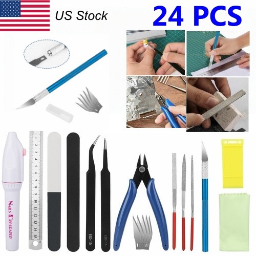 24Pcs Hobby Model Tool Kit for Gundam Car Airplane – Beginner Essential Set