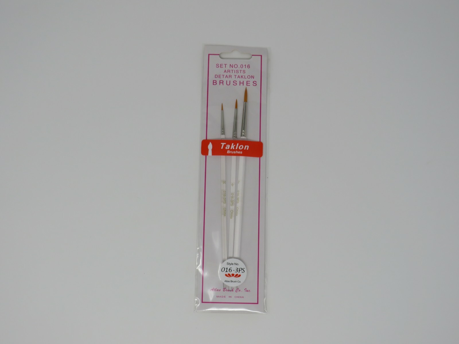 Atlas Brush #016 Taklon Artists Detail Brush Set Sizes 5/0, 0, 2 Art Hobby