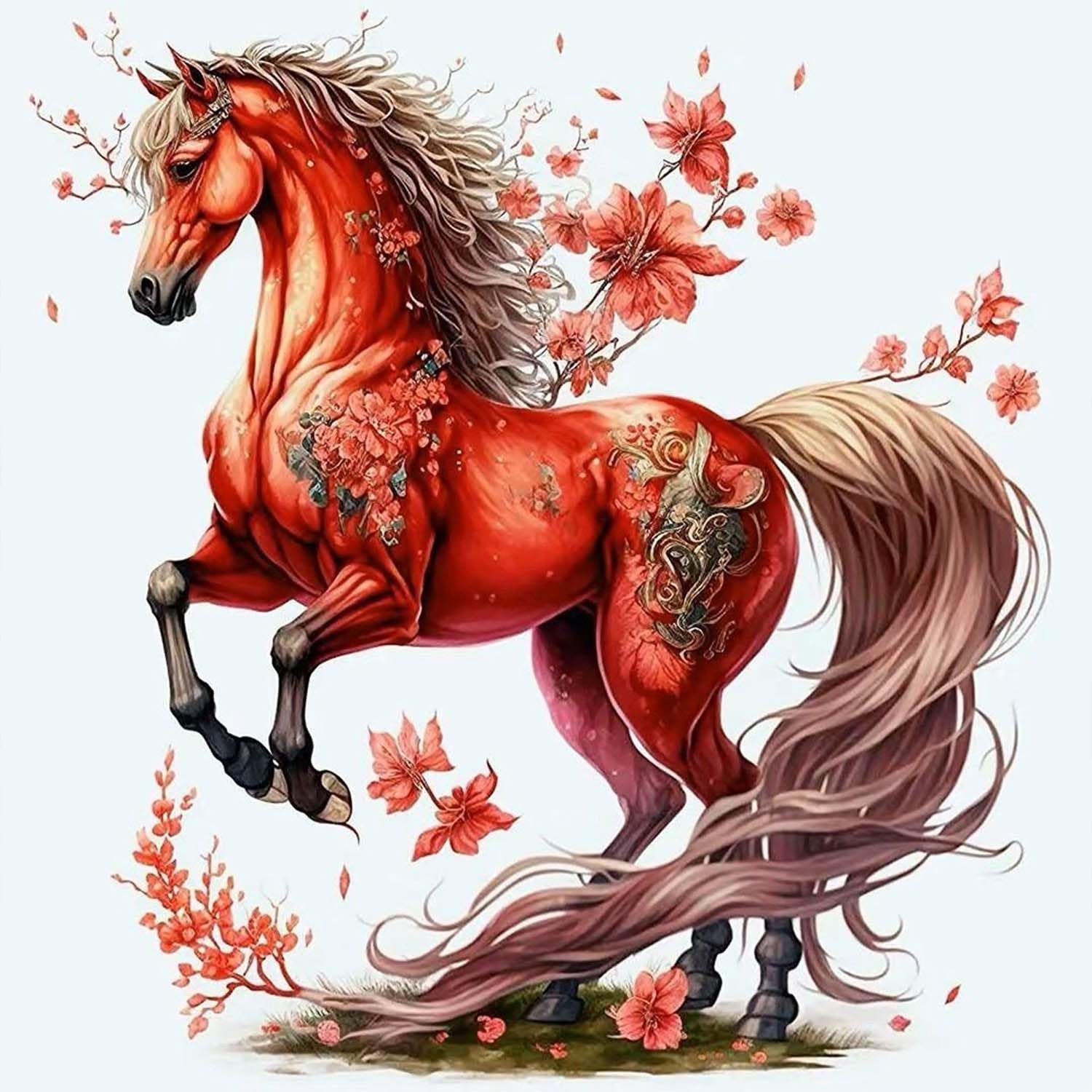 Horse Diamond Painting Kits for Adults, Diamond Art Kits for Beginners, 5D DIY F