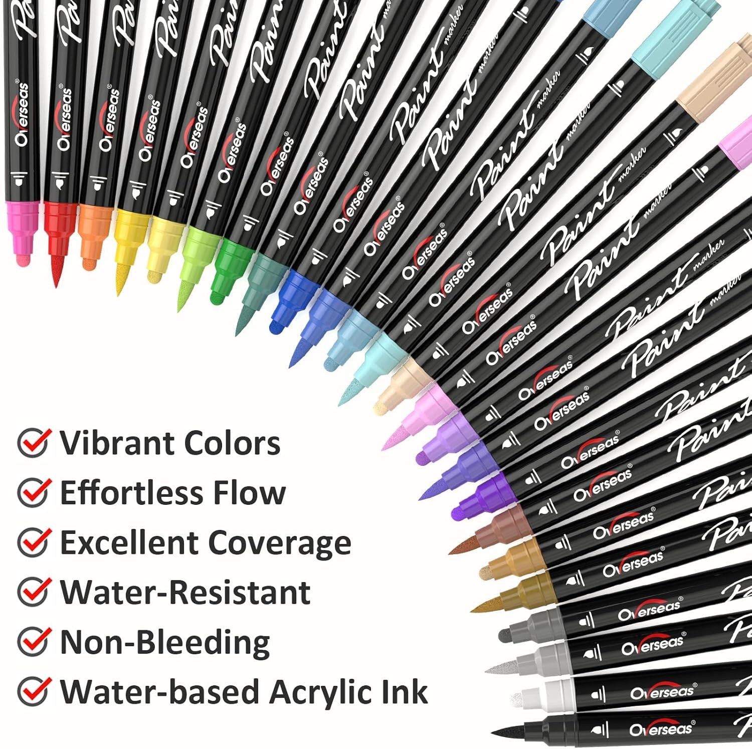 24 Dual-Tip Acrylic Paint Markers Pens – Acrylic Paint Pens with Brush and Dot
